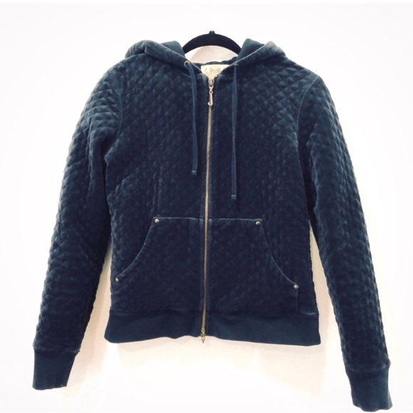 Y2K Juicy Couture Velour Quilted Zip-up Hoodie - Large Navy - Picture 10 of 10